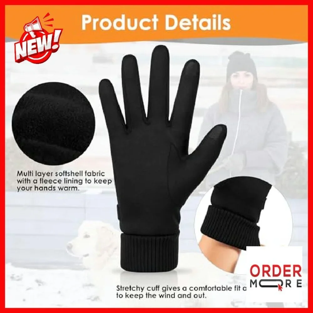 Women's Fleece Lined Touchscreen Winter Gloves Thermal Windproof